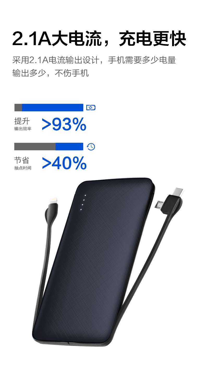 10000自帶雙線移動(dòng)電源-VP55 10000自帶雙線移動(dòng)電源-VP55